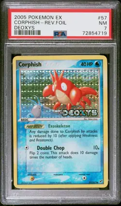 Pokemon Card Corphish 57/107 Reverse Holo EX Deoxys PSA 7 NM - Image 1