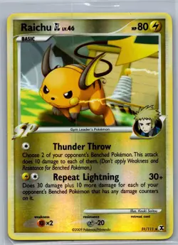 Pokemon Rising Rivals - Raichu GL Lv.46 31/111 Reverse Holo LP-MP - Image 1