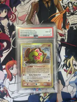 2006 POKEMON EX DRAGON FRONTIERS MEGANIUM #4/101 REVERSE STAMPED HOLO PSA 9 C P1 - Image 1
