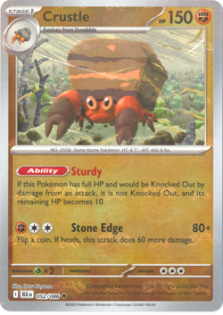 Pokemon Company Crustle 052/086 Sv: Black Bolt English MASTER BALL reverse holo - Image 1