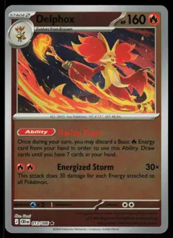 Delphox 013/086 Rare Chaos Rising Pokemon Reverse Holo Near Mint - Image 1