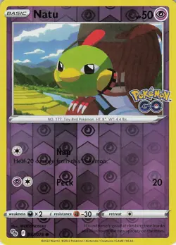 Natu Reverse Holo Common Pokemon GO 032/078 NM - Image 1