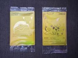 Pikachu V Gold and Pokeball SWSH145/SWSH146 Pokemon TCG Celebrations Sealed!! - Image 1
