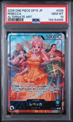 2026 ONE PIECE JAPANESE OP15-ADVENTURE ON KAMI'S ISLAND #039 REBECCA PSA 10 - Image 1