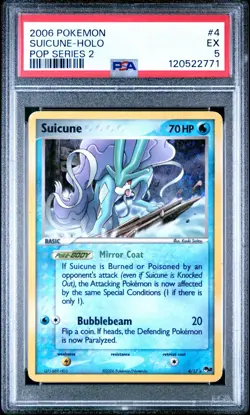 2006 Pokemon POP Series 2 SUICUNE Holo Foil Card #4 PSA 5 EX with Swirl Rare! - Image 1