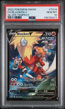 2022 POKEMON S&S SILVER TEMPEST #TG14 FA/BLAZIKEN V SILVER TEMPEST PSA 10 - Image 1