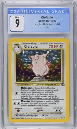 1999 POKEMON JUNGLE UNLIMITED CLEFABLE 1/64 HOLO CGC 9 PSA - Image 1