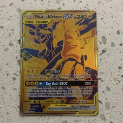 Pokemon TCG Pikachu & Zekrom GX SM248 TAG TEAM Promo Full Art Holo 240 HP - Image 1