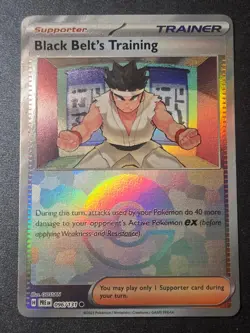 Black Belt's Training 096/131 NM Prismatic Evolutions Pokemon Pokeball Holo - Image 1