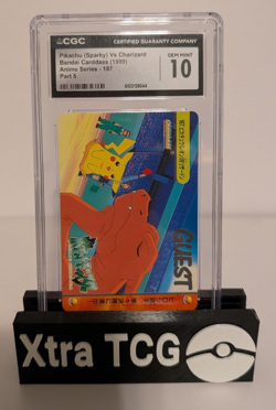 CGC 10 - Pokemon - Pikachu vs Charizard Bandai Carddass #187 Anime Series Part 5 - Image 1