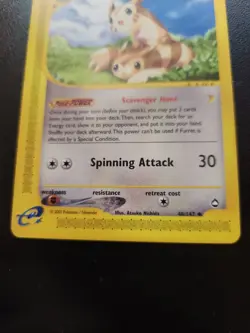 Pokemon Furret 48/147 Aquapolis Uncommon 70 HP Stage 1 TCG 2002 light Play! - Image 3