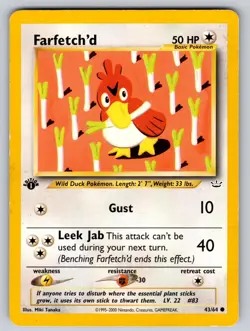 Farfetch'd 43/64 1st Edition Common Neo Revelation Pokemon Moderately Played - Image 1