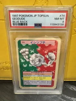 1997 POKEMON JAPANESE TOPSUN BLUE BACK #74 GEODUDE PSA 8 - Image 1