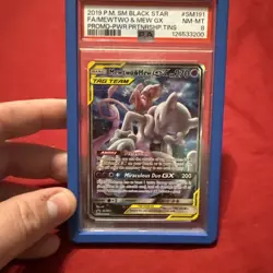 2019 Pokemon Sm Black Star Promo Full Art / Mewtwo & Mew Gx #SM191 PSA 8 - Image 1