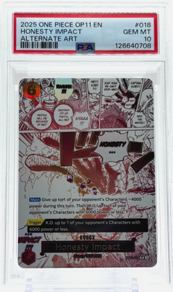 One Piece Honesty Impact Divine Speed English Alt Art OP11-018 PSA 10 Gem Mint - Image 1