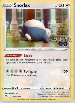 Snorlax - Pokemon GO - 055/078 - Holo NM - Image 1