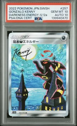 PSA 10 GEM MINT AUTO 10 Energy Gonzalo Kenny Signature Umbreon Moonbreon Pokemon - Image 1
