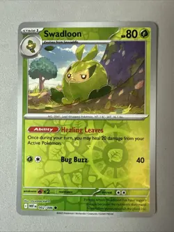 Pokemon TCG * SV White Flare * 002/086 Swadloon Common * REVERSE HOLO * FRESH PK - Image 1