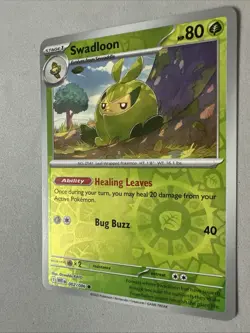 Pokemon TCG * SV White Flare * 002/086 Swadloon Common * REVERSE HOLO * FRESH PK - Image 2