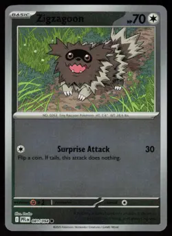 Zigzagoon 081/094 Common Phantasmal Flames Pokemon Reverse Holo Near Mint - Image 1