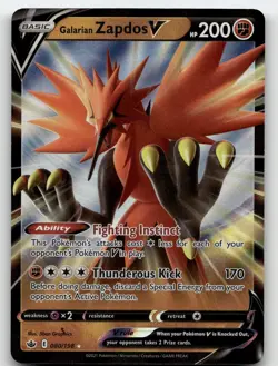 GALARIAN ZAPDOS V 080/198 V RARE CHILLING REIGN POKEMON NEAR MINT - Image 2