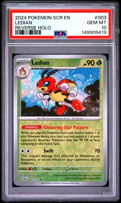 2024 POKEMON SCR EN-STELLAR CROWN REVERSE HOLO #003 LEDIAN PSA 10 - Image 1