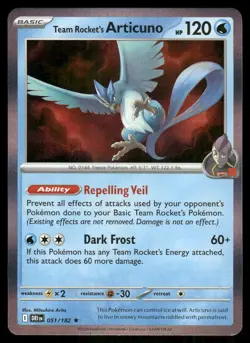 Team Rocket's Articuno 051/182 Rare Destined Rivals Pokemon Holo Near Mint - Image 1