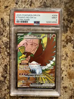 2025 Pokemon Dri-EN Destined Rivals #209 Ethan’s Ho-Oh Ex PSA 9 Mint - Image 1