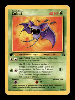 Zubat 57/62 - 1st Edition Fossil - Pokemon Trading Card Game - Image 1