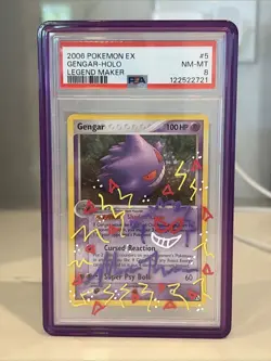 2006 Pokemon EX Legend Maker Gengar Holo PSA 8 Marc Thompson Auto & Art JSA Cert - Image 1