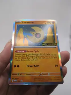 Pokemon Lunatone 004 Me01: Mega Evolution Rare Holo stamped promo - Image 2