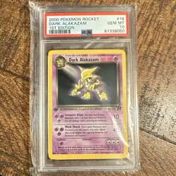 Pokemon 2000 Team Rocket 1st Edition Dark Alakazam 18/82 Holo English PSA 10 - Image 1