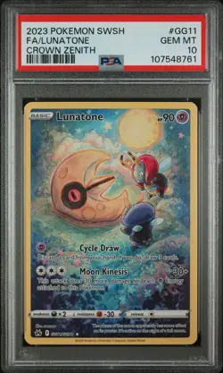 2023 Pokemon Sword And Shield Crown Zenith #GG11 Fa/Lunatone Crown Zenith PSA 10 - Image 1