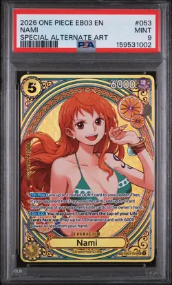2026 ONE PIECE EB03-EXTRA BOOSTER -ONE PIECE HEROINES EDITION- #053 NAMI PSA 9 - Image 1