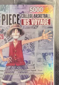 ONE PIECE TCG MONKEY.D.LUFFY COLLEGE BASKETBALL US VOYAGE PROMO P-055 SEALED - Image 4