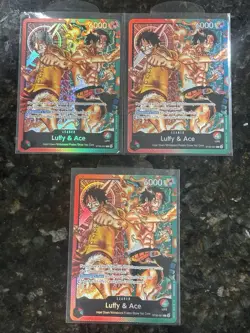 Bandai One Piece Card Game ST-3 Luffy & Ace ST03-001 Leader Holo Alt Art x3 - Image 1