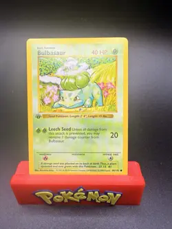 BULBASAUR 1ST EDITION SHADOWLESS POKEMON CARD BASE SET 44/102 TCG RARE NM - Image 1
