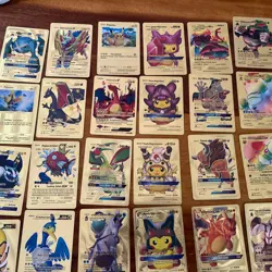 Pokemon Gold Foil Fan Art CHARIZARD PIKACHU Lot (75) Cards Gamefreak GX V VMAX - Image 5