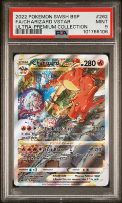 2022 POKEMON SWSH BLACK STAR PROMO #262 FULL ART/CHARIZARD VSTAR PSA 9 - Image 1