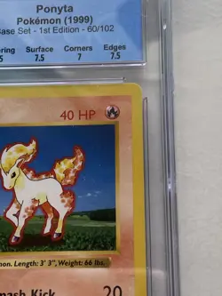 1999 Pokemon TCG 1st Edition Shadowless Base Set PONYTA 60/102 CGC 7.5 NM+ - Image 5