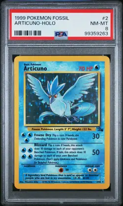1999 Pokemon Fossil Articuno #2 PSA 8 - Image 1
