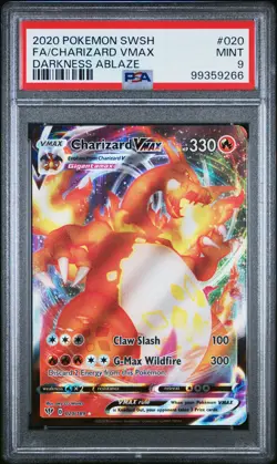 2020 Pokemon Sword & Shield Darkness Ablaze Charizard VMAX #020 Fa PSA 9 - Image 1