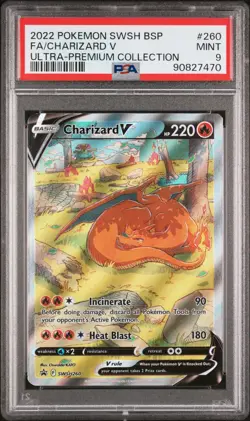 Pokemon TCG Charizard V SWSH260 Sword & Shield Promo Holo Full Art PSA 9 - Image 1