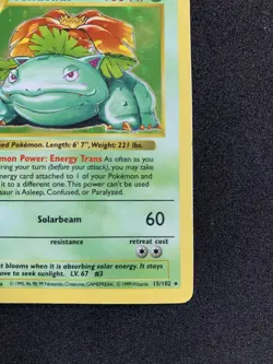 Pokemon Venusaur Base Set Shadowless 1st Edition Holo Rare #15/102 - Image 3