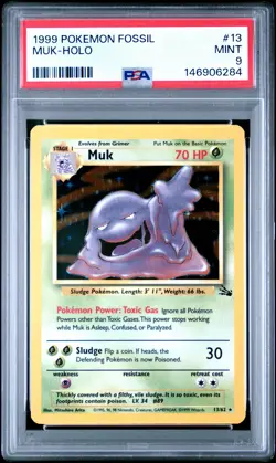 1999 POKEMON FOSSIL #13 MUK-HOLO PSA 9 - Image 1