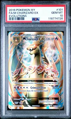 2016 POKEMON XY EVOLUTIONS #101 FULL ART/M CHARIZARD EX PSA 10 - Image 1