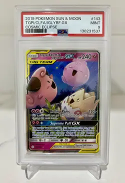 Pokemon Togepi & Cleffa & Igglybuff GX 2019 Cosmic Eclipse 143/236 PSA 9 - Image 1