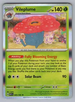 VILEPLUME 045/165 R 151 POKEMON HOLO NM MEW 2023 - Image 1