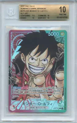 2022 One Piece Japanese Monkey D Luffy OP01-003 Leader Alt Art Parallel BGS 10 - Image 1