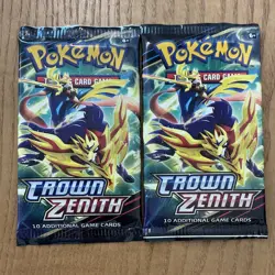 Pokemon TCG Crown Zenith Booster Packs Lot (2) English 10-Card Packs 2022 - Image 1